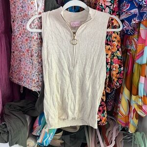 Pink Lily Cream Sleeveless Top